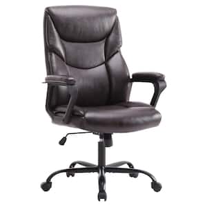 Brown Executive PU Leather Office Chair Ergonomic Computer Chair with Lumbar Support and Padded Armrest
