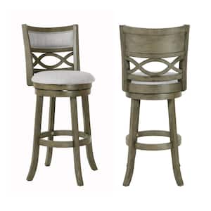 New Classic Furniture Manchester 29 in. Gray Wood Bar Stool with Fabric Cushions (Set of 2)