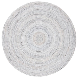 Braided Gray 3 ft. x 3 ft. Gradient Solid Color Round Area Rug