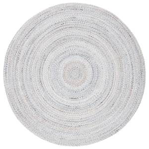 Braided Gray 8 ft. x 8 ft. Gradient Solid Color Round Area Rug