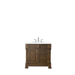 Brookfield 36 in. W x 23.5 in. D x 34.3 in. H Bathroom Vanity in Country Oak with Quartz Top in Classic White