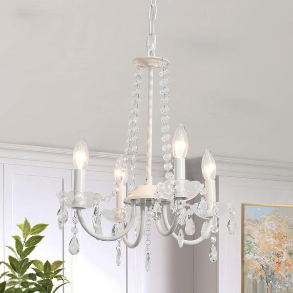 ADSENSTY 4-Light White Vintage Candle Style Chandelier with