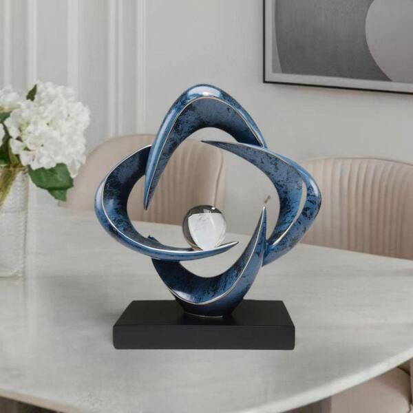 Blue 10 in. x 11 in. Resin Abstract Sculpture Art Home Decor