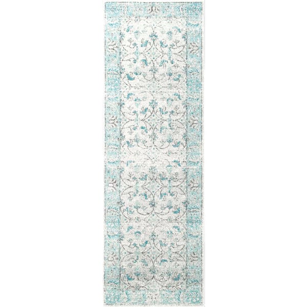Rio Vintage Aqua 3 ft. x 8 ft. Runner Rug