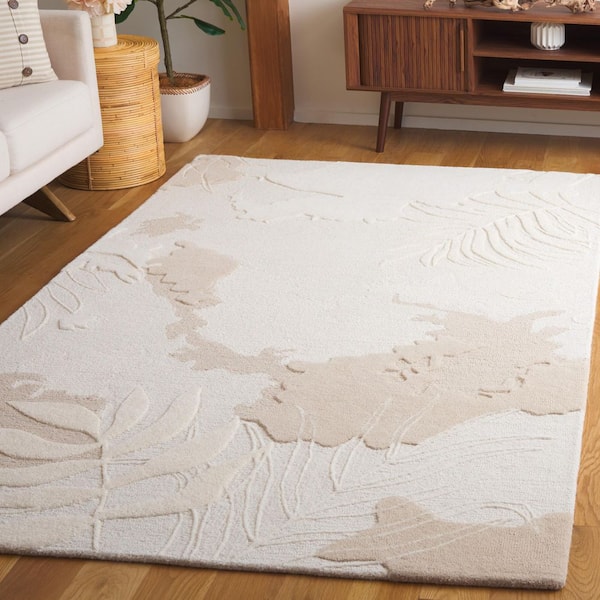 Mykonos 5 ft. x 8 ft. Ivory/Beige High-Low Abstract Area Rug