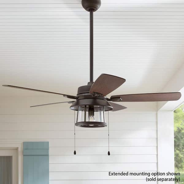 Shanahan 52 in. Indoor/Outdoor LED Bronze Ceiling Fan with Light Kit, Downrod and Reversible Blades