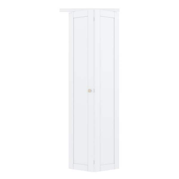 ARK DESIGN 32 in. x 80 in. 1 Lite Solid Core Panel White Primed Composite MDF Interior Closet Bi-fold Door with Hardware Kit