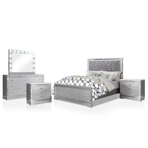 Casilla 5-Piece Silver and Gray King Bedroom Set