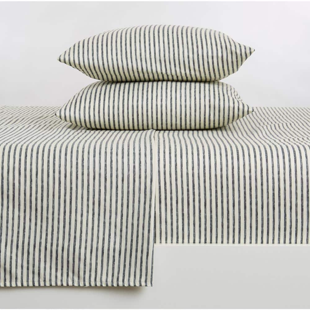 FRESHFOLDS 4-Piece Dark Grey Premium Soft Striped Microfiber Queen ...