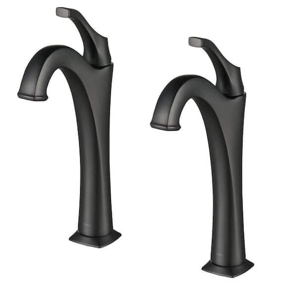 Arlo Single Handle Vessel Sink Faucet with Pop Up Drain in Matte Black (2-Pack)