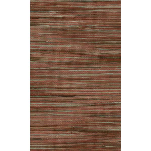 Walls Republic Grasscloth Style Rust and Green Non-Woven Paste the Wall Textured Wallpaper 57 sq. ft.