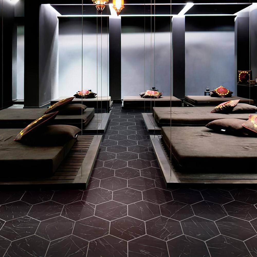 Nero Black Matte Hexagonal Porcelain Wall and Floor Tile
