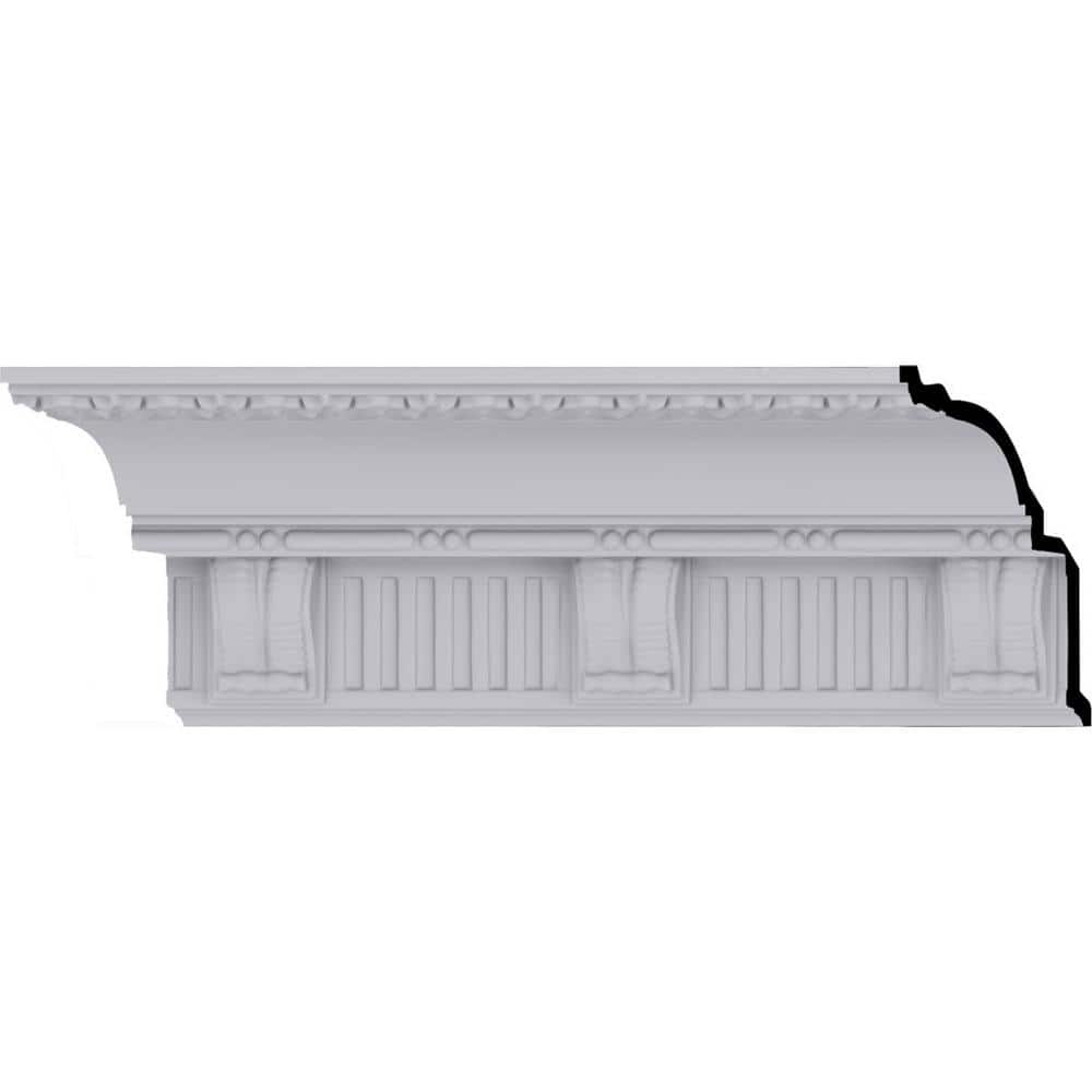 Primed White Polyurethane Geometric Crown Moulding Sample