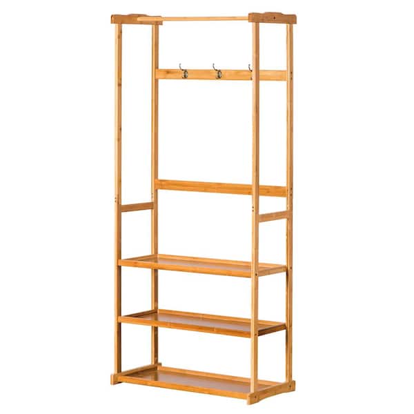 Winado Brown Wood Clothes Rack 15.75 in. W x 708 in. H 302593179904 ...