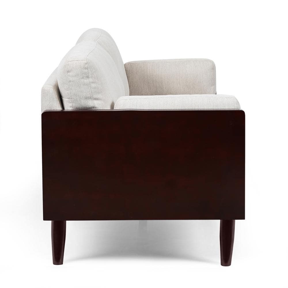 Beige Polyester & Dark Walnut 3-Seater Lawson Sofa