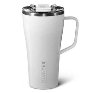 22 oz. Ice White Stainless Steel 100% Leak Proof Insulated Coffee Travel Mug Double Walled with Handle and Lid