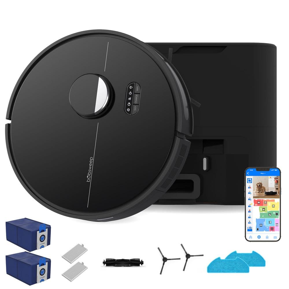 bObsweep Dustin Wi-Fi Connected Self-Emptying Robot Vacuum and Mop in Night