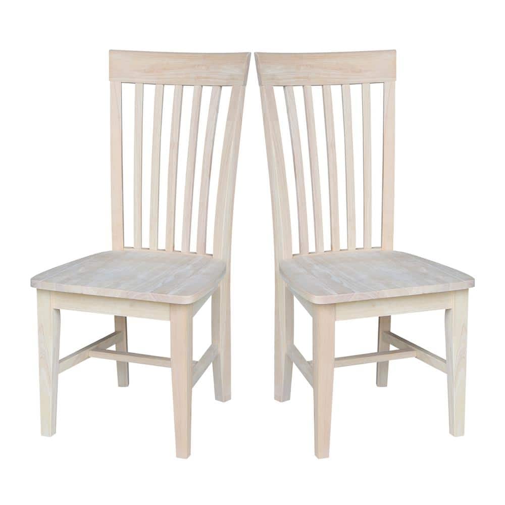 Set of 2 White High Slat Solid Wood Side Chairs