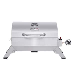 1-Burner Portable Tabletop Propane Gas Grill in Stainless Steel