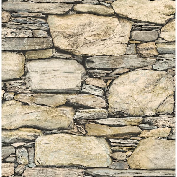A-Street Prints Cesar Beige Stone Wall Paper Strippable Roll (Covers 56.4 sq. ft.)