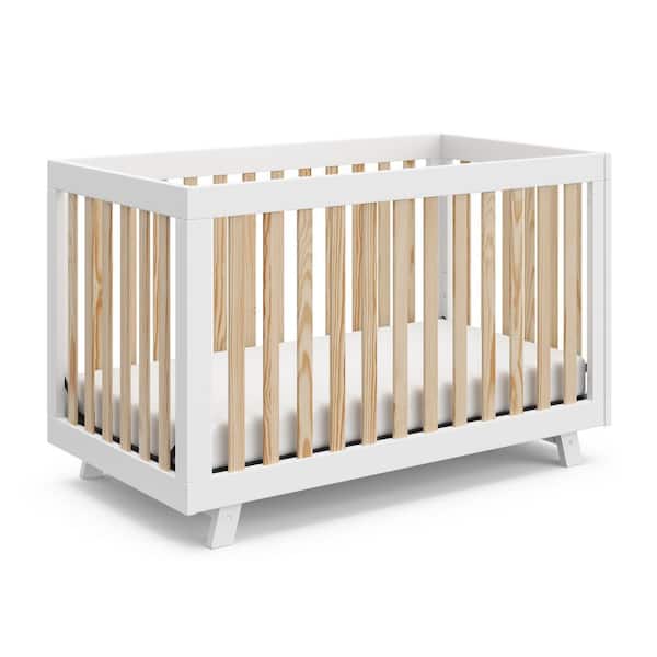 Storkcraft Beckett White with Natural 3-in-1 Convertible Crib