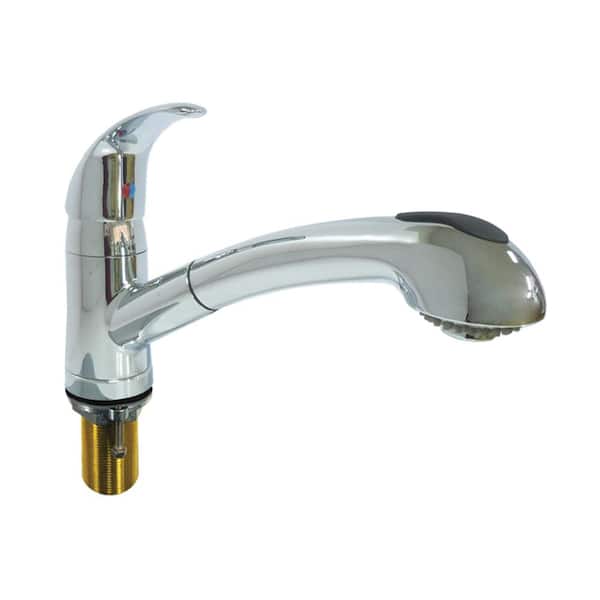 Dominion Single Handle Curved Neck 1.75 GPM Pull-Out Sprayer Kitchen Faucet in Chrome