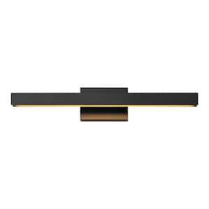 Willow 1-Light 23.6 in. Modern Black Linear Dimmable Integrated LED Bathroom Vanity Light Rotatable Wall Sconces