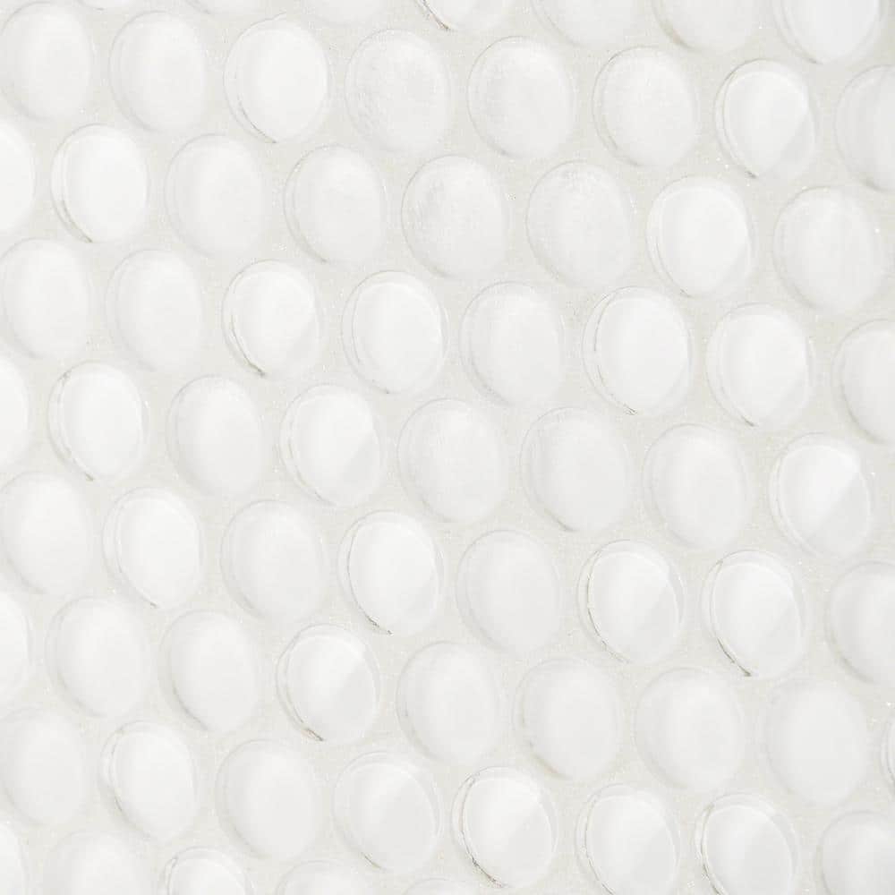 Super White Polished Glass Penny Round Mosaic Tile Sheet