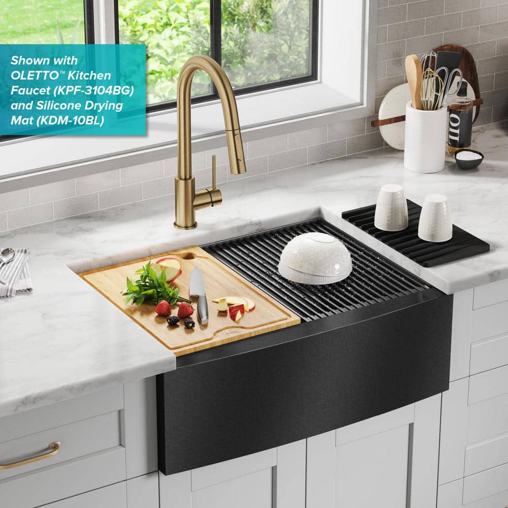 27" Black Stainless Steel Farmhouse Apron Front Single Bowl Kitchen Sink