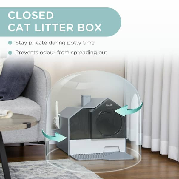 19.7L x19.52W x 25.2H Self Cleaning Cat Litter Box Automatic Cat Litter Box Ten-Layered Safety Protection Mat Liner