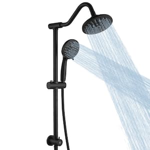 5-spray Wall Mount 6 in. Shower Head and Handheld Shower Head 1.8 GPM with Stainless Steel Hose in Matte Black