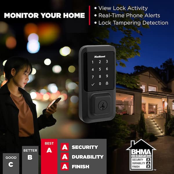 Kwikset HALO Polished Chrome Touchscreen WiFi Keypad Electronic Single-Cylinder Smart Lock Deadbolt featuring SmartKey Security