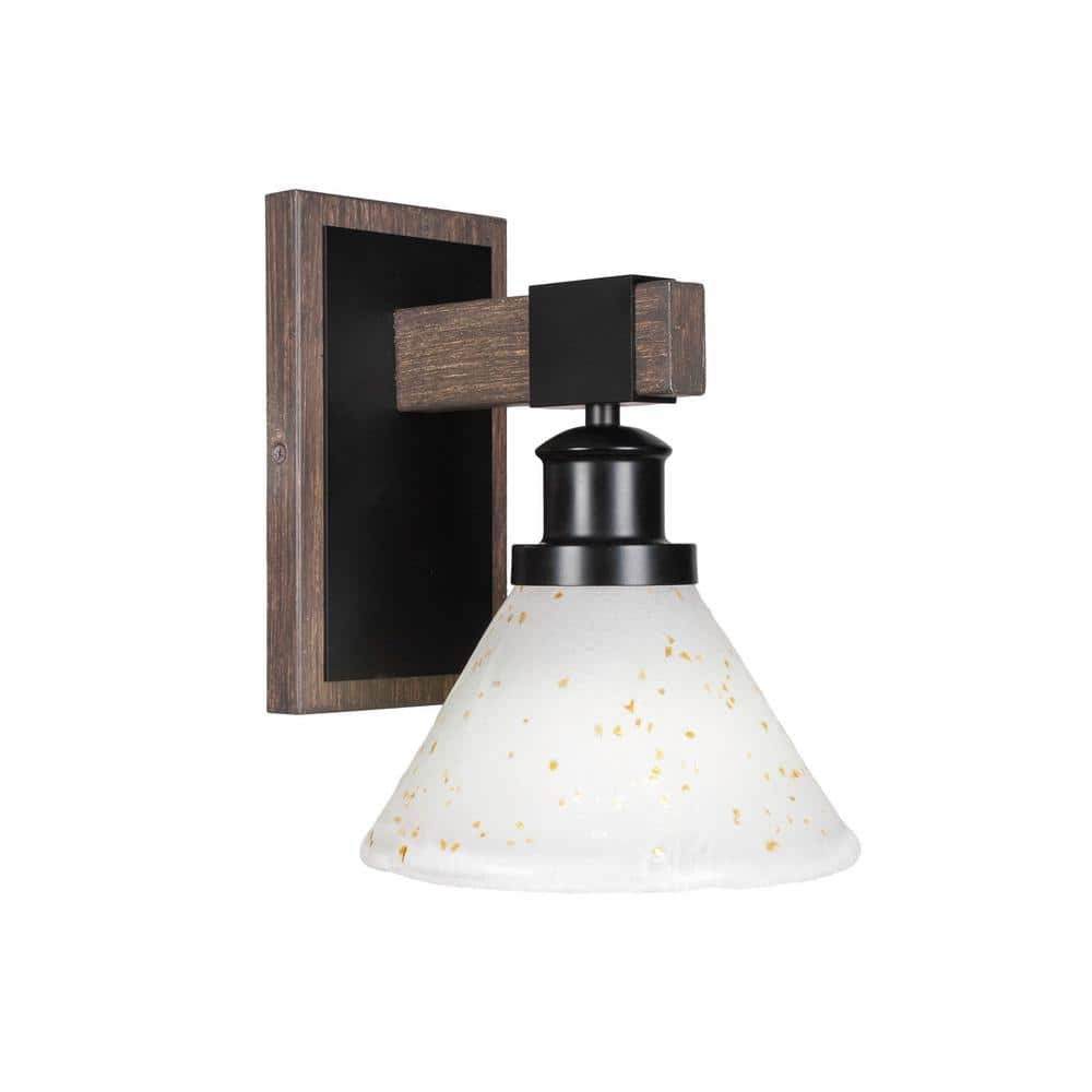 Image showcasing Richmond 1-Light Matte Black and Painted Distressed Wood-look Metal ...