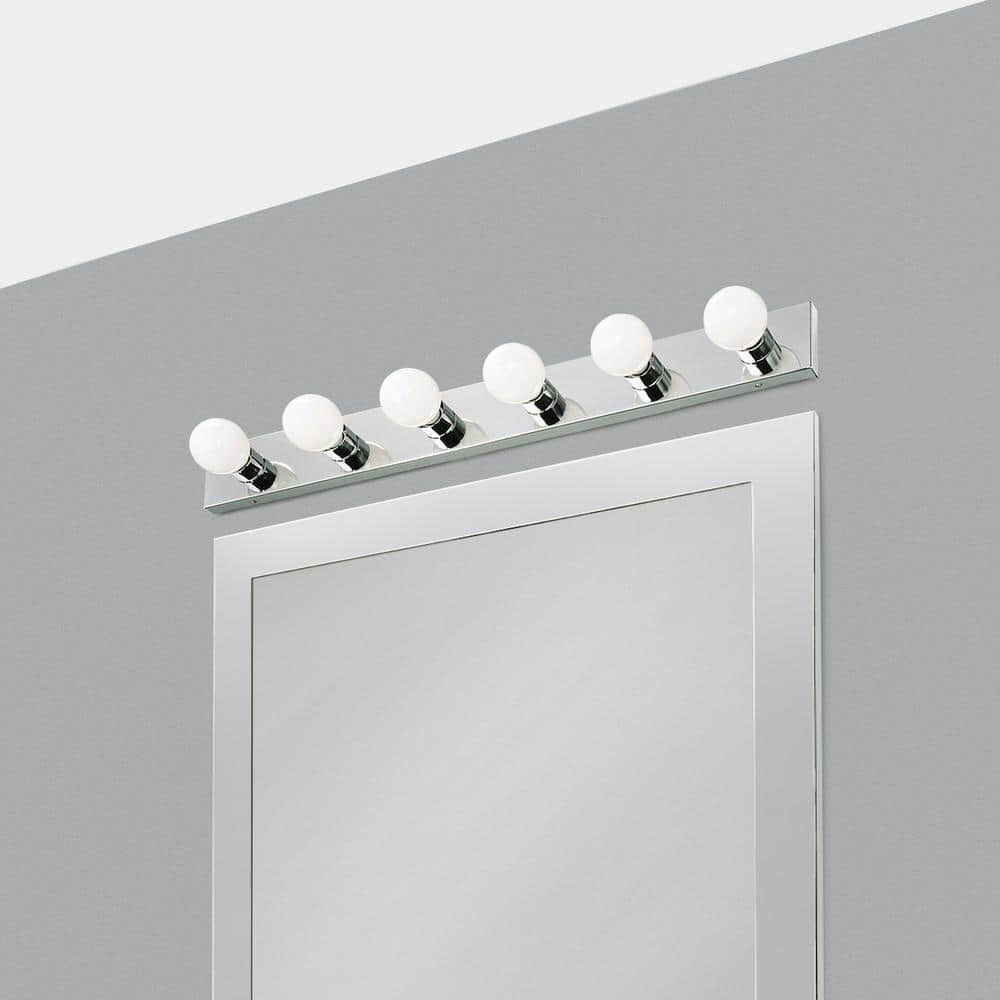 Elegant 6-Light Polished Chrome Vanity Wall Fixture