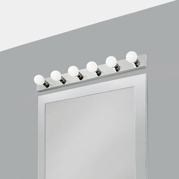 Contemporary 6-Light Indoor Vanity Light Dimmable for Bathroom Bedroom Vanity Makeup, Polished Chrome