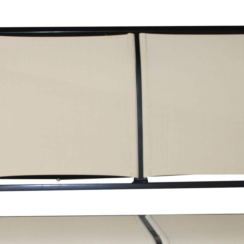 Black Steel Frame 3-Person Patio Swing with Brown Canopy