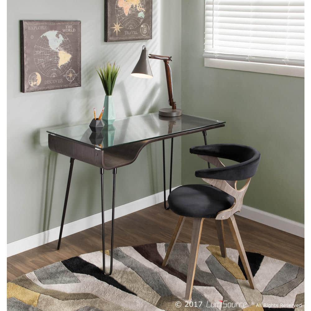 Black Velvet Upholstered Side Chair with Swivel Seat