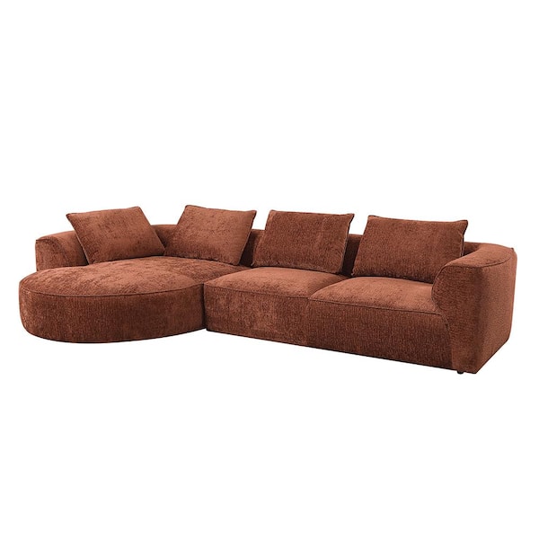 Aceso 75 in. Round Arm Chenille Rectangle No Additional Features Sofa in. Rust Brown