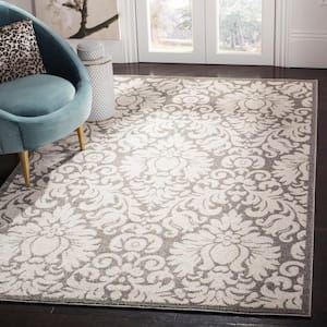 Amherst Dark Gray/Beige Doormat 3 ft. x 4 ft. Border Floral Geometric Area Rug