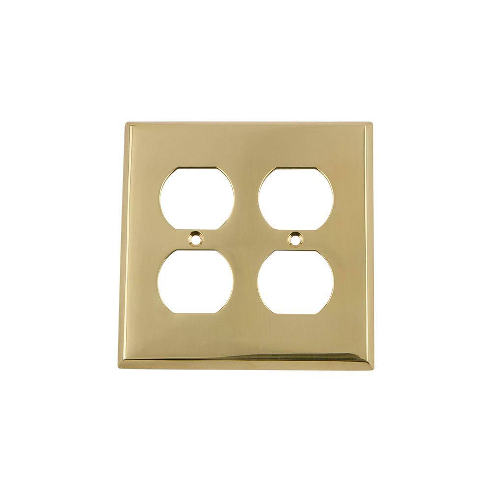 Nostalgic Warehouse Brass 2Gang Duplex Outlet Wall Plate (1Pack