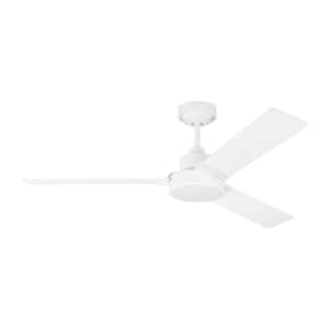 Jovie 52 in. Modern Indoor/Outdoor Matte White Ceiling Fan with White Blades and Wall Control, Manual Reversible Motor