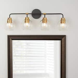 Lawrence 4-Light Aged Bronze and Brass Vanity Light