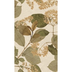 Apricot Orange Tropical Leaf Print Double Roll Non-Woven Non-Pasted Textured Wallpaper 57 Sq. Ft.