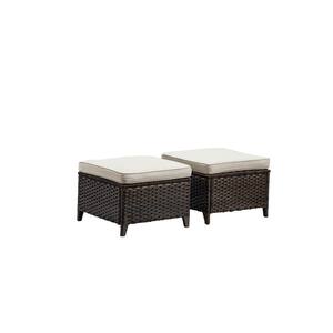 Gymojoy Carolina Brown Wicker Outdoor Patio Sofa Couch with Beige ...