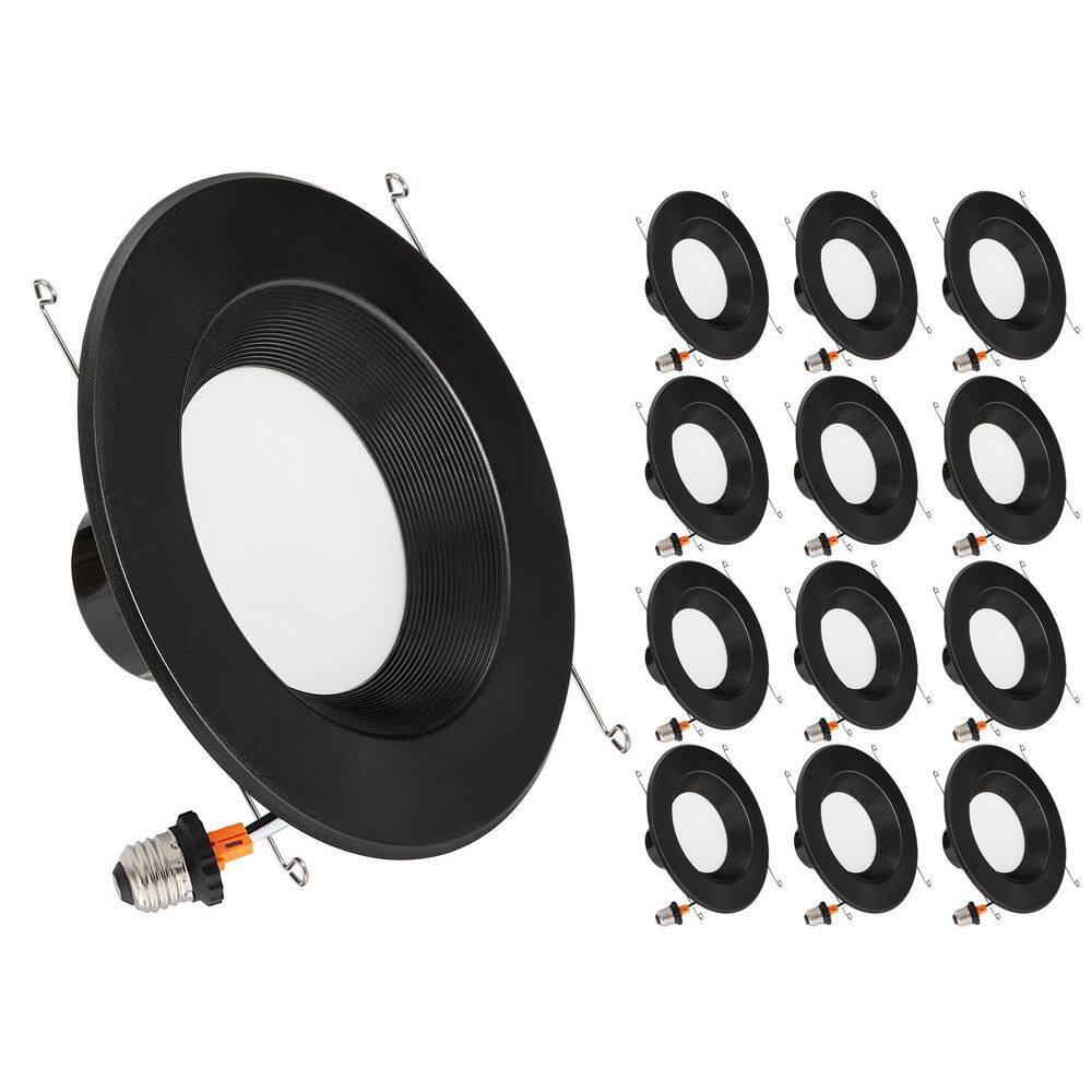 5 in. and 6 in. 5 CCT Retrofit Recessed LED Downlight, Black Trim, 1100 Lumens, Color Selectable 2700K-5000K (12-Pack) price history on PriceWatchPro