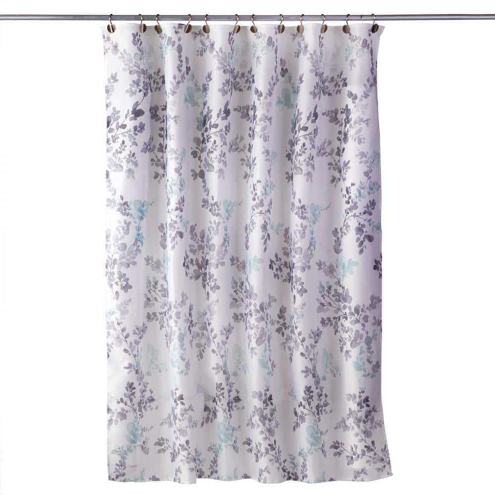Saturday Knight Greenhouse Leaves 72 in. Aqua Shower Curtain