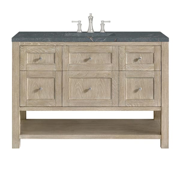 James Martin Vanities Breckenridge 48.0 in. W x 23.5 in. D x 34.18 in. H Single Bathroom Vanity Whitewashed Oak and Parisien Bleu Quartz Top