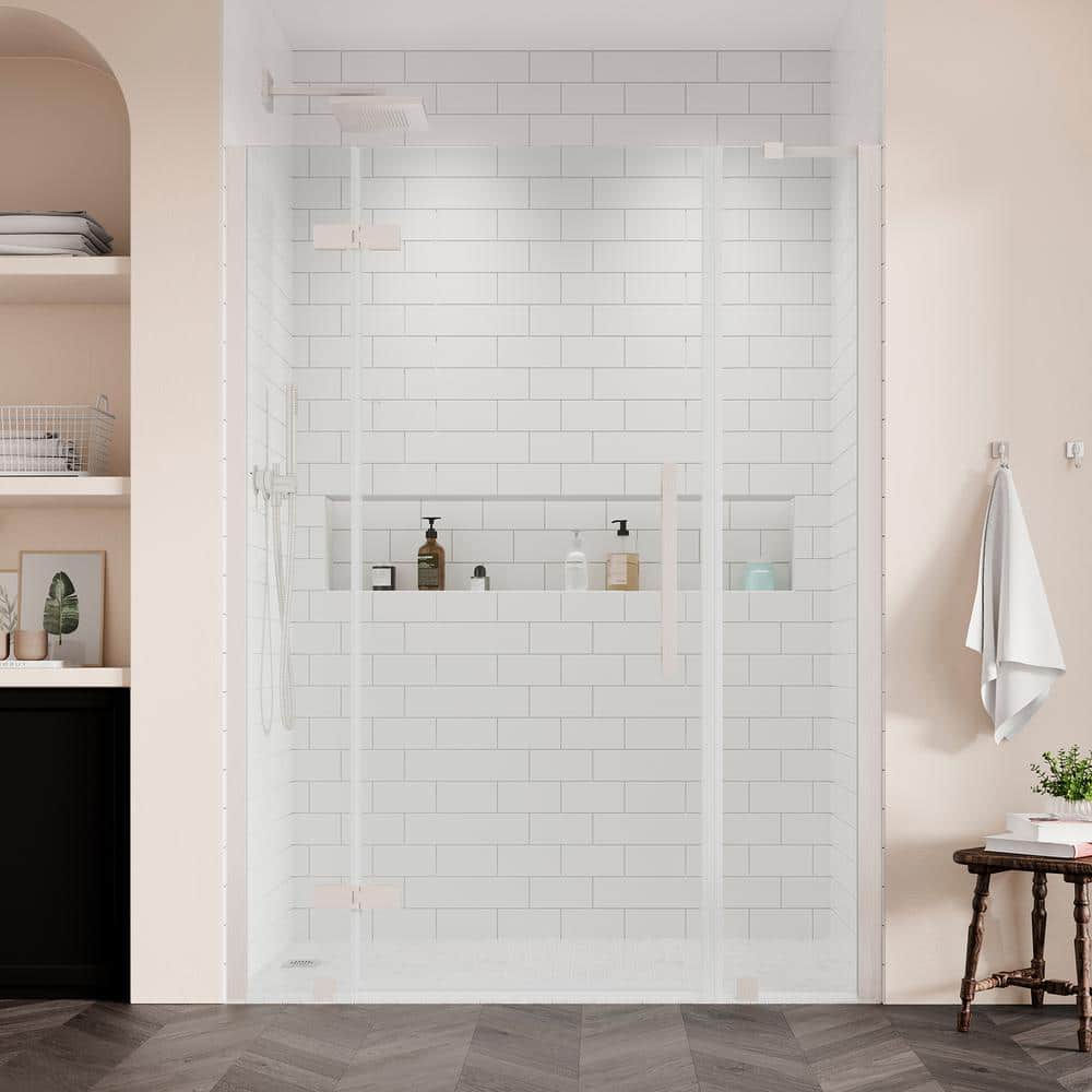 Tampa 58'' W 72'' H Frameless Satin Nickel Shower Kit