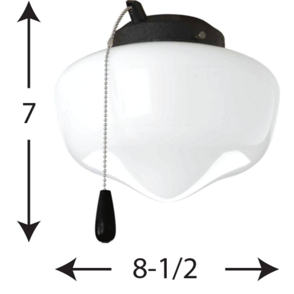 Black and White Opal Glass Schoolhouse Ceiling Fan Light Kit