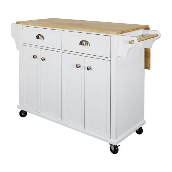 Aoibox Wooden Kitchen Cart Kitchen Island w/Flatware Organizer, 8 Drwers  and Wheels, White (53.15 in, x 18.5 in. x 37 in.) DJMX1297 - The Home Depot